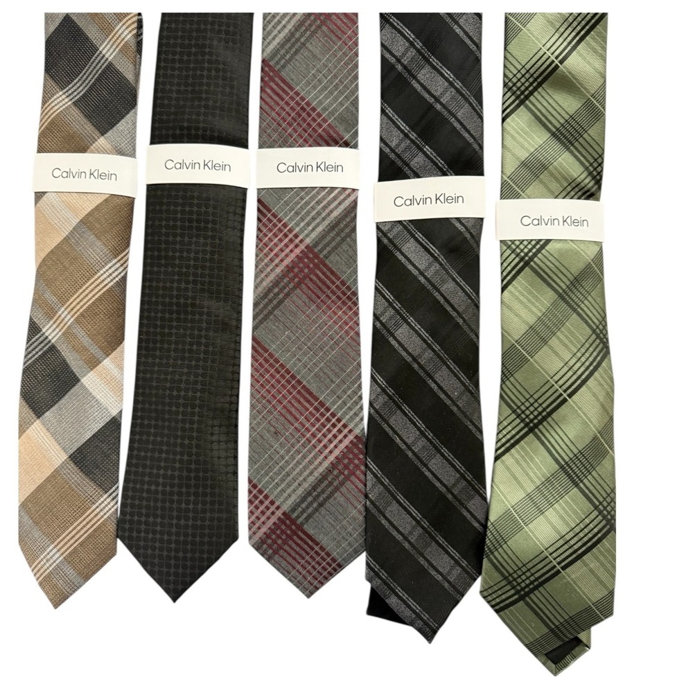 Calvin Klein Necktie Lot of 5 Mens One Size Ties Various Colors and Patterns New